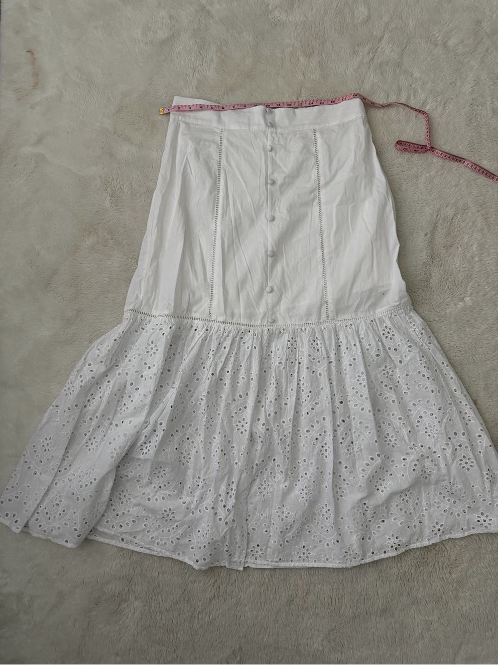 New York & Company White Eyelet Button-Front Maxi Skirt